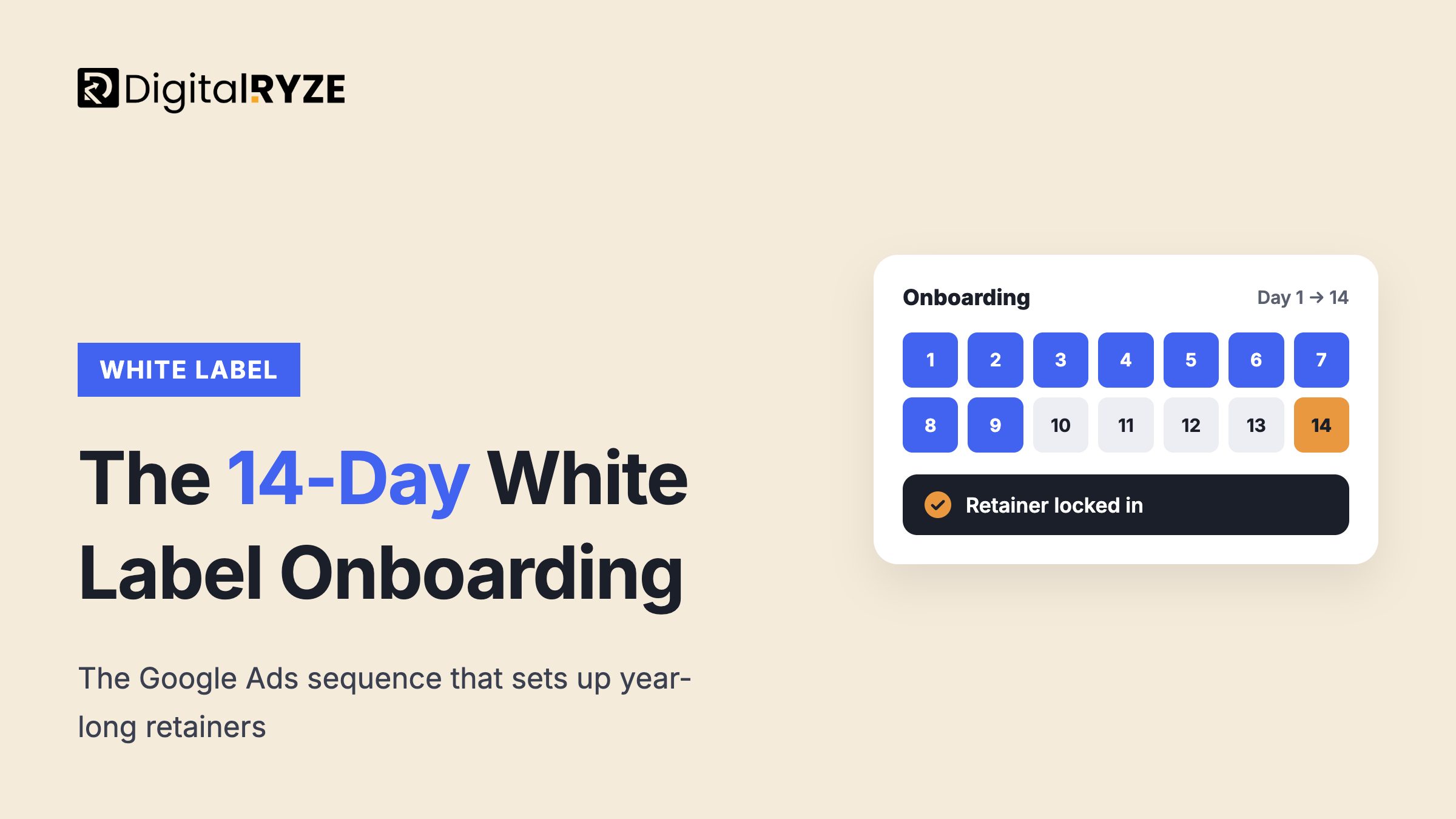 14-day white label Google Ads onboarding sequence